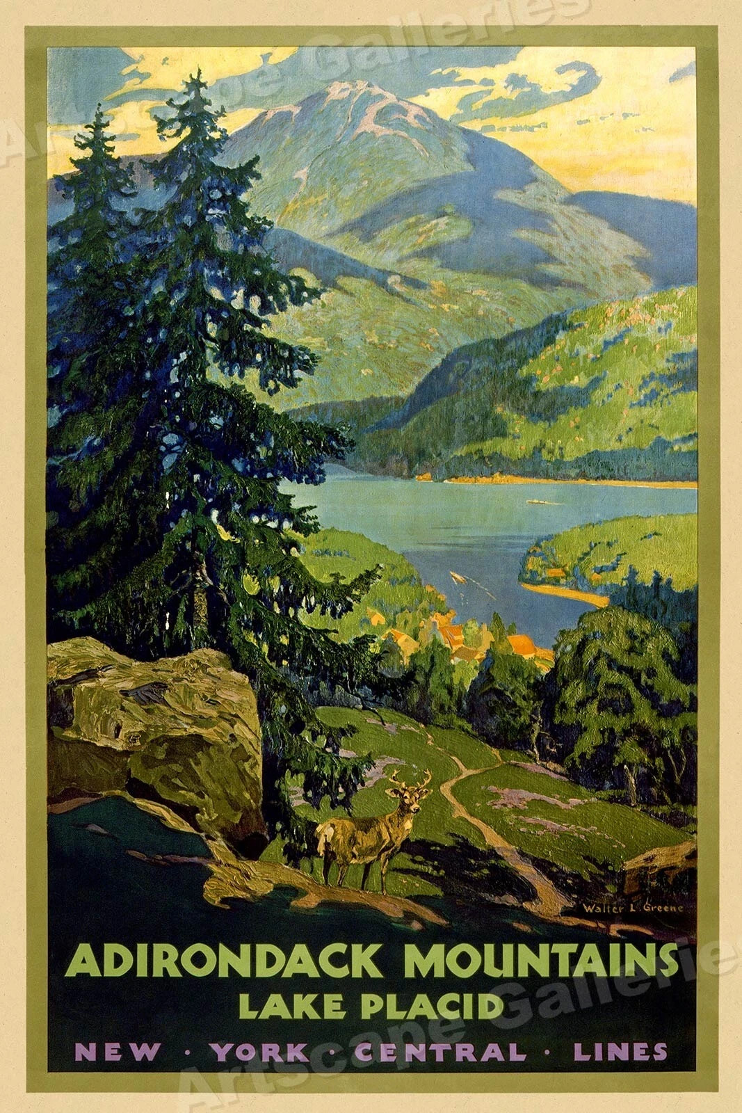 a124 Lake Placid Adirondack Mountains Vintage Travel Poster Refrigerator Magnet