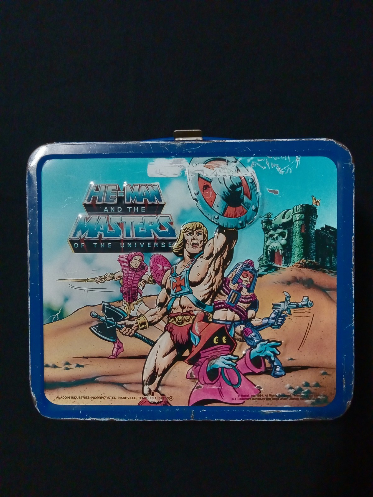 Masters of the universe He-Man children\'s vintage metal lunch box 1984 Aladdin ☆