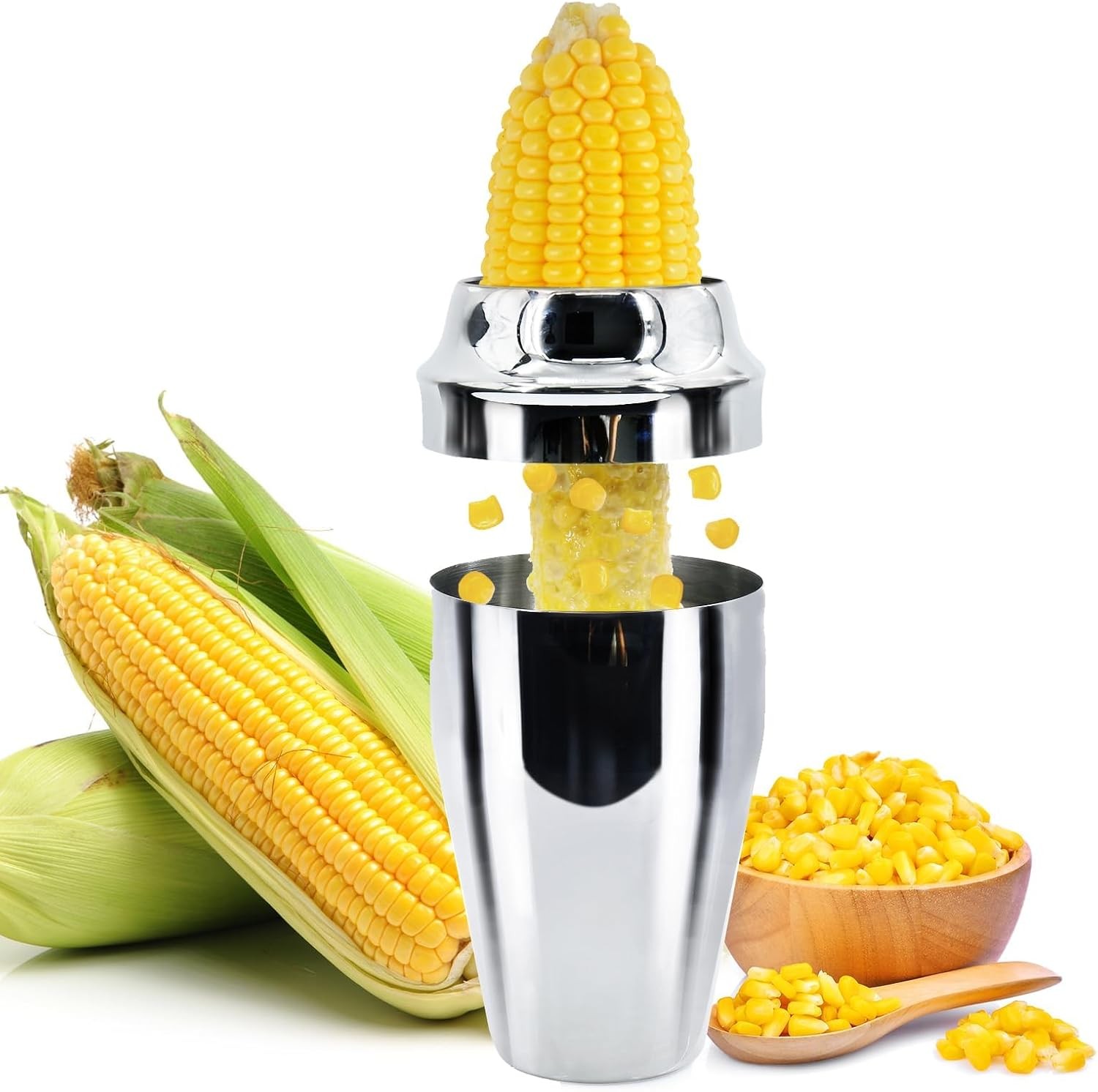 Newness Corn Stripper: 304 SS Cob Thresher & Peeler w/Cup