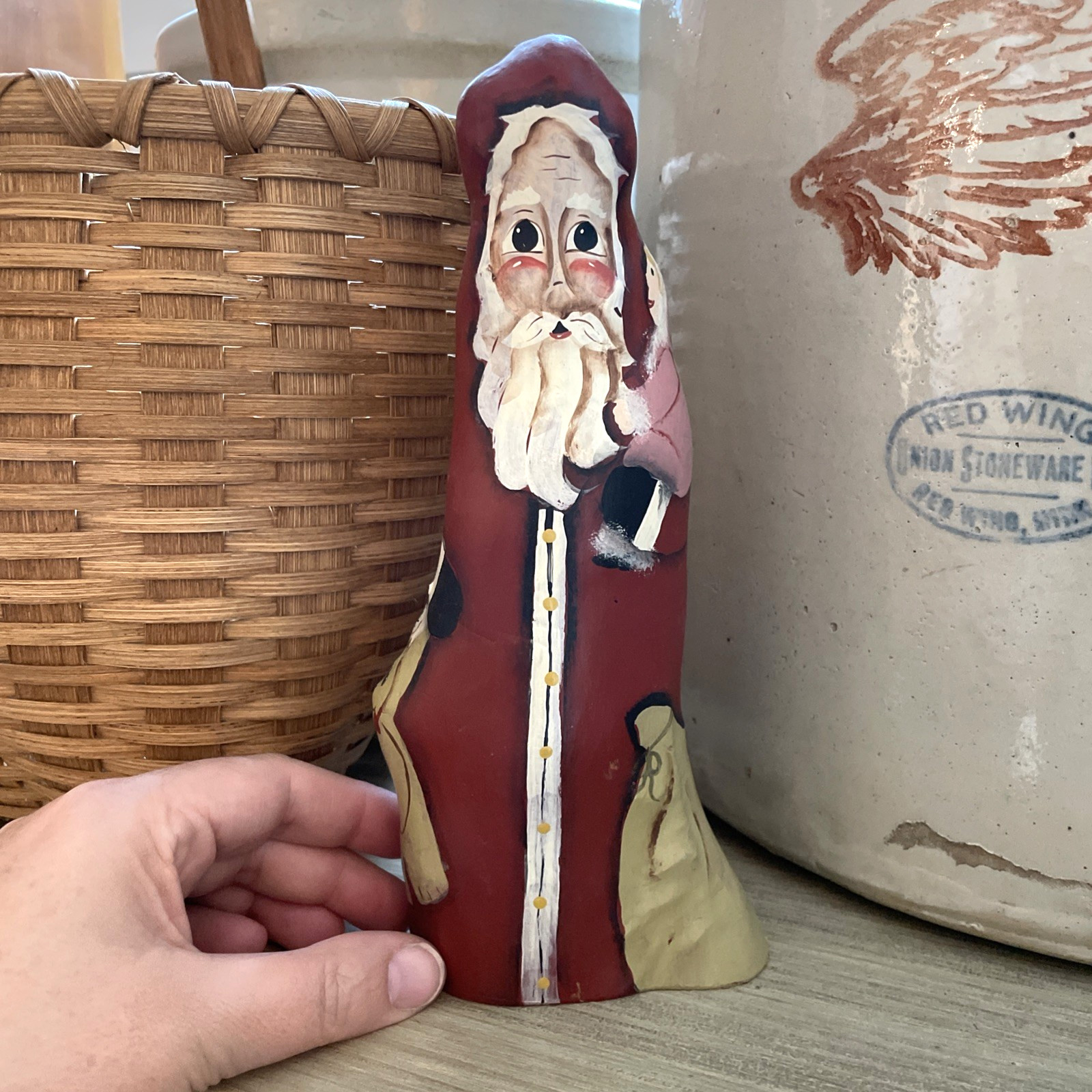 VTG Cypress Knee Santa Claus Figurine Hand Painted Folk Art 8