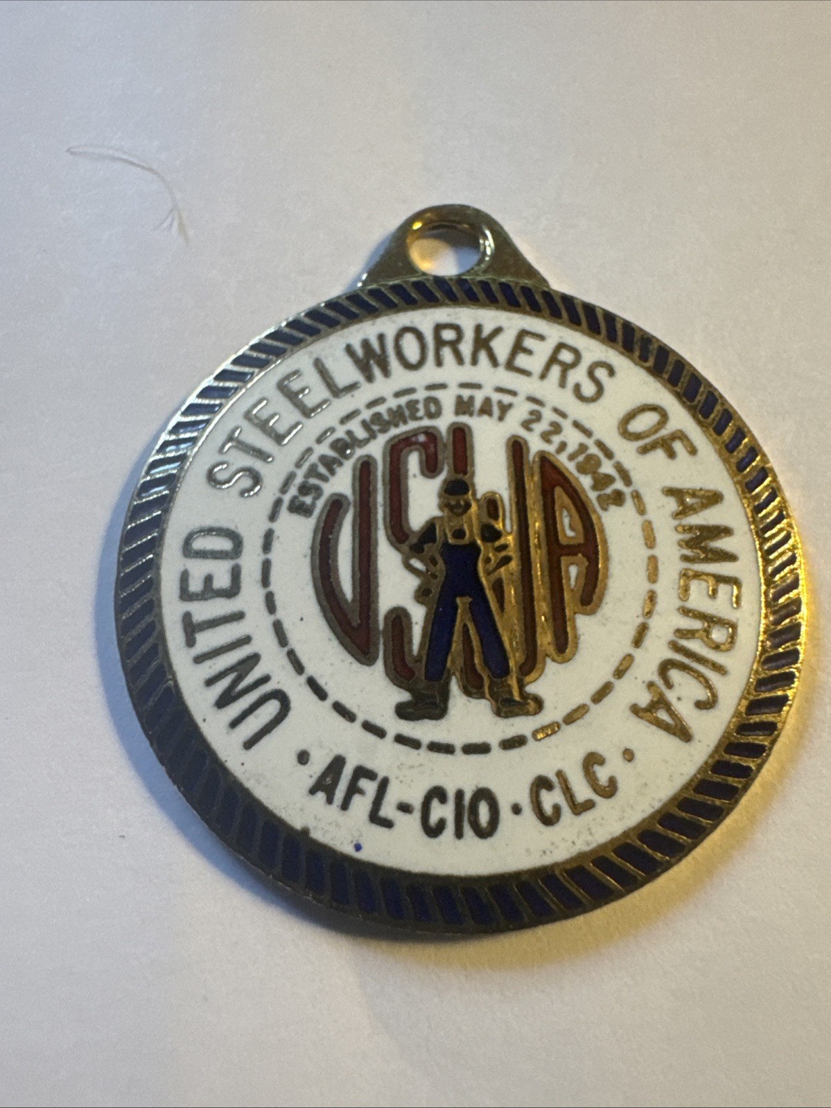 Vintage United Steelworkers of America AFL-CIO-CLC Keychain Necklace Pendant