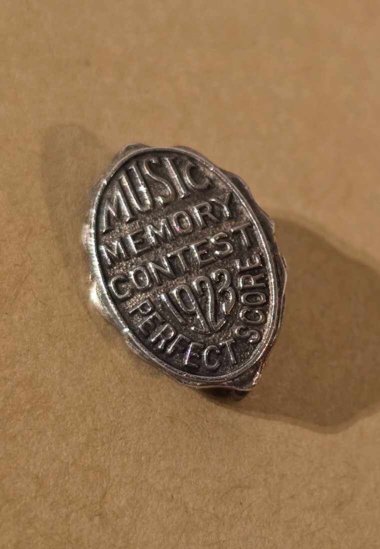 Antique 1923 DIEGES & CLUST of New York Sterling Silver Music Memory Award Pin
