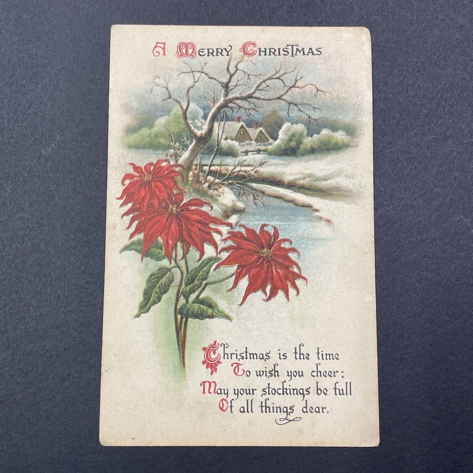 Antique 1922 Christmas Postcard Olive Bernice Woodley Leishman With Stamp V2440