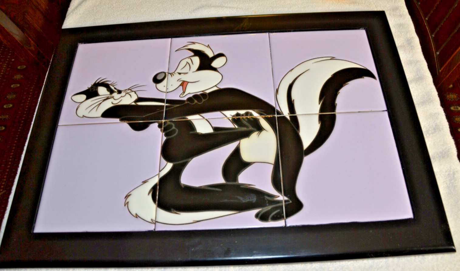 RARE  Vtg RTK Tile Studio  8 x 8\'\' Tiles For Warner Bros - PEPE LE PEW Framed