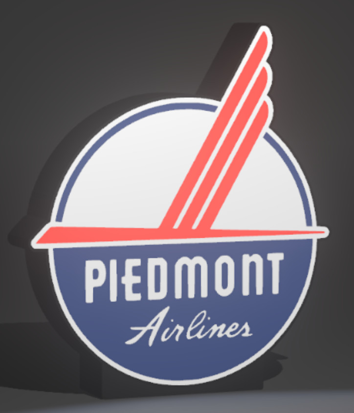 Lighted Piedmont Airlines Sign – USB Powered – Vintage Style Aviation Collectibl