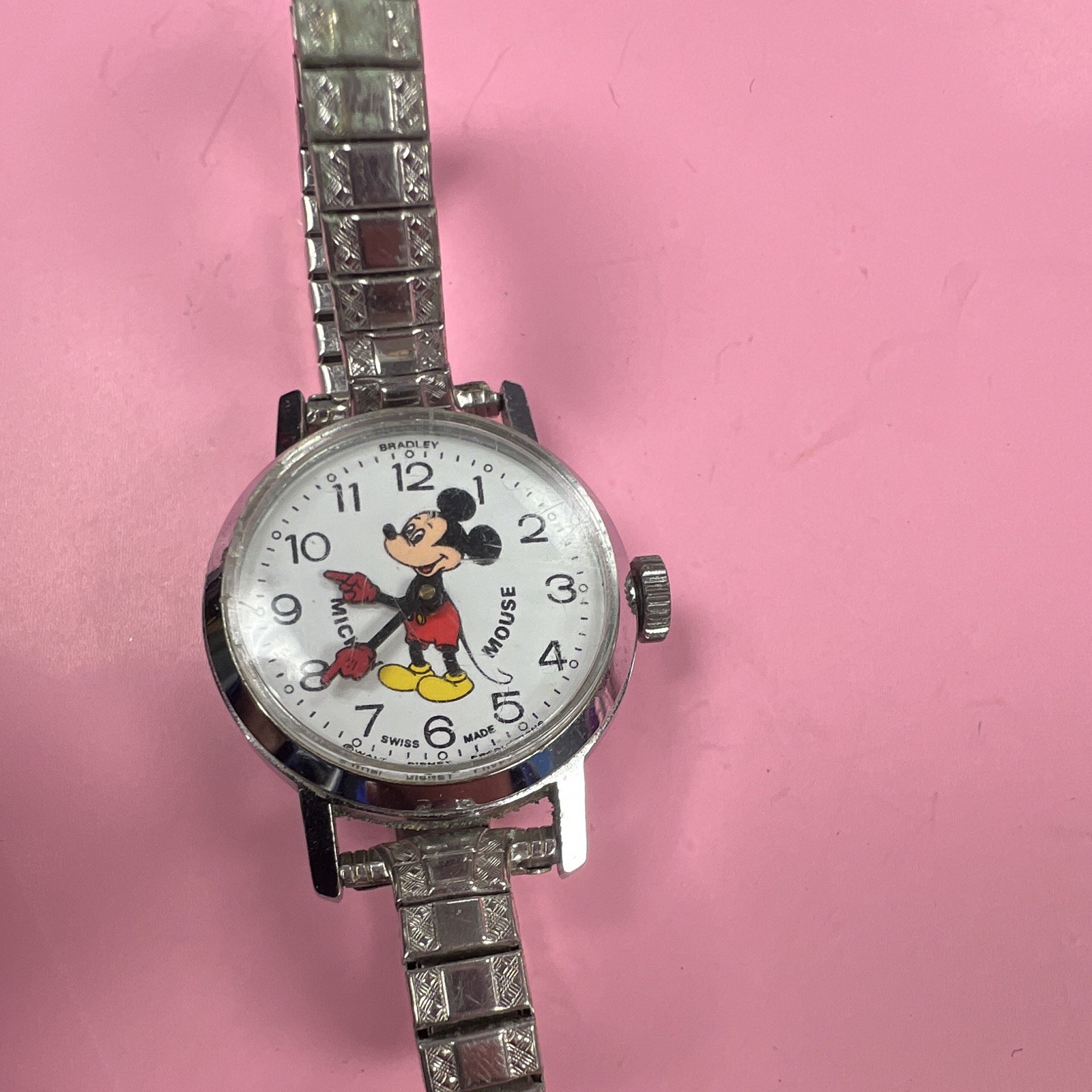 Vintage Bradley Walt Disney Mickey Mouse Watch Swiss Made Manual Wind Vintage Bradley Walt Disney Mickey Mouse Watch Swiss Made Manual Wind