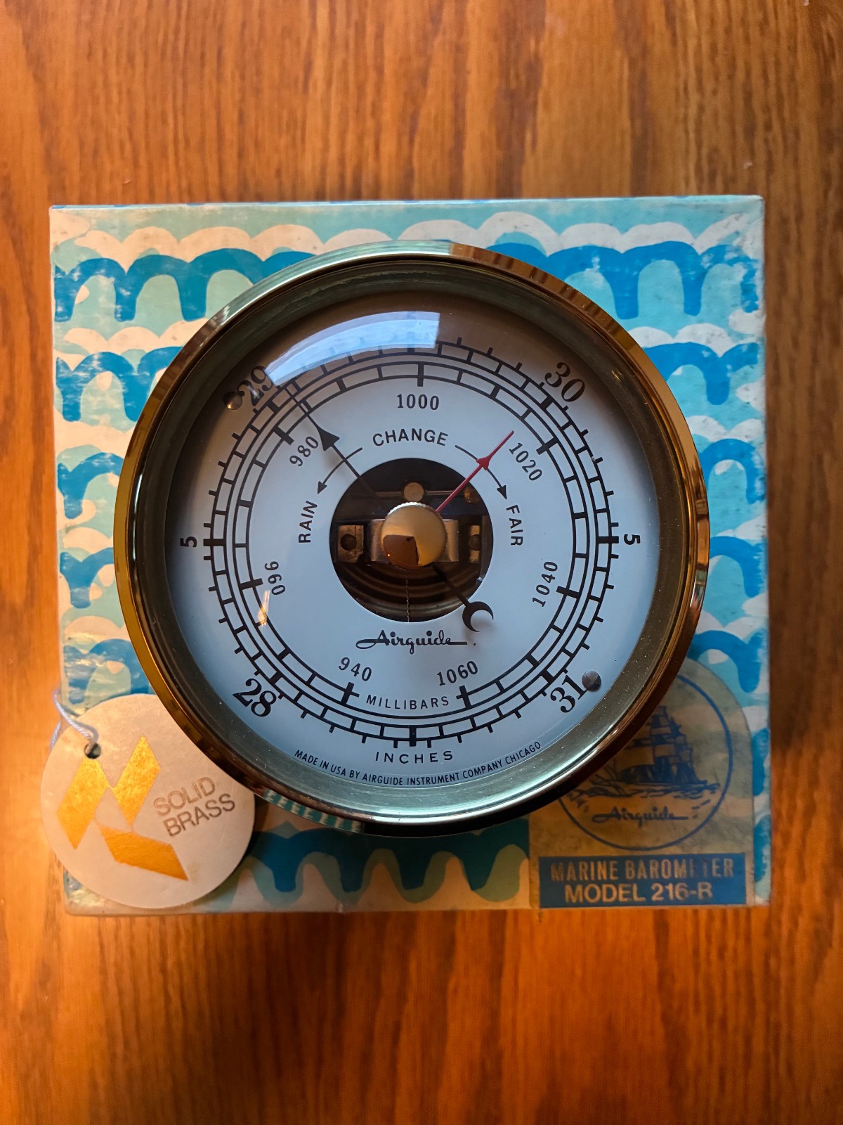 Vintage Airguide Marine Barometer Model 216-B Solid Brass USA