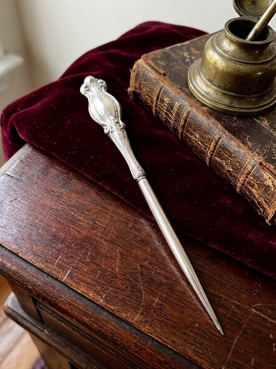 VINTAGE STERLING SILVER STILETTO LETTER OPENER DESK TOOL MARKED 23.3g VINTAGE STERLING SILVER STILETTO LETTER OPENER DESK TOOL MARKED 23.3g