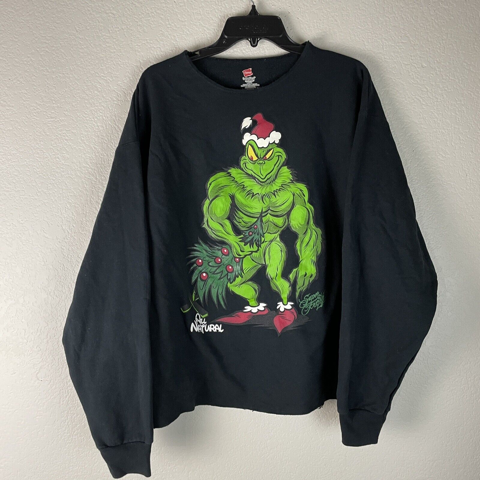 Muscle Grinch Vintage Sweatshirt Size Large