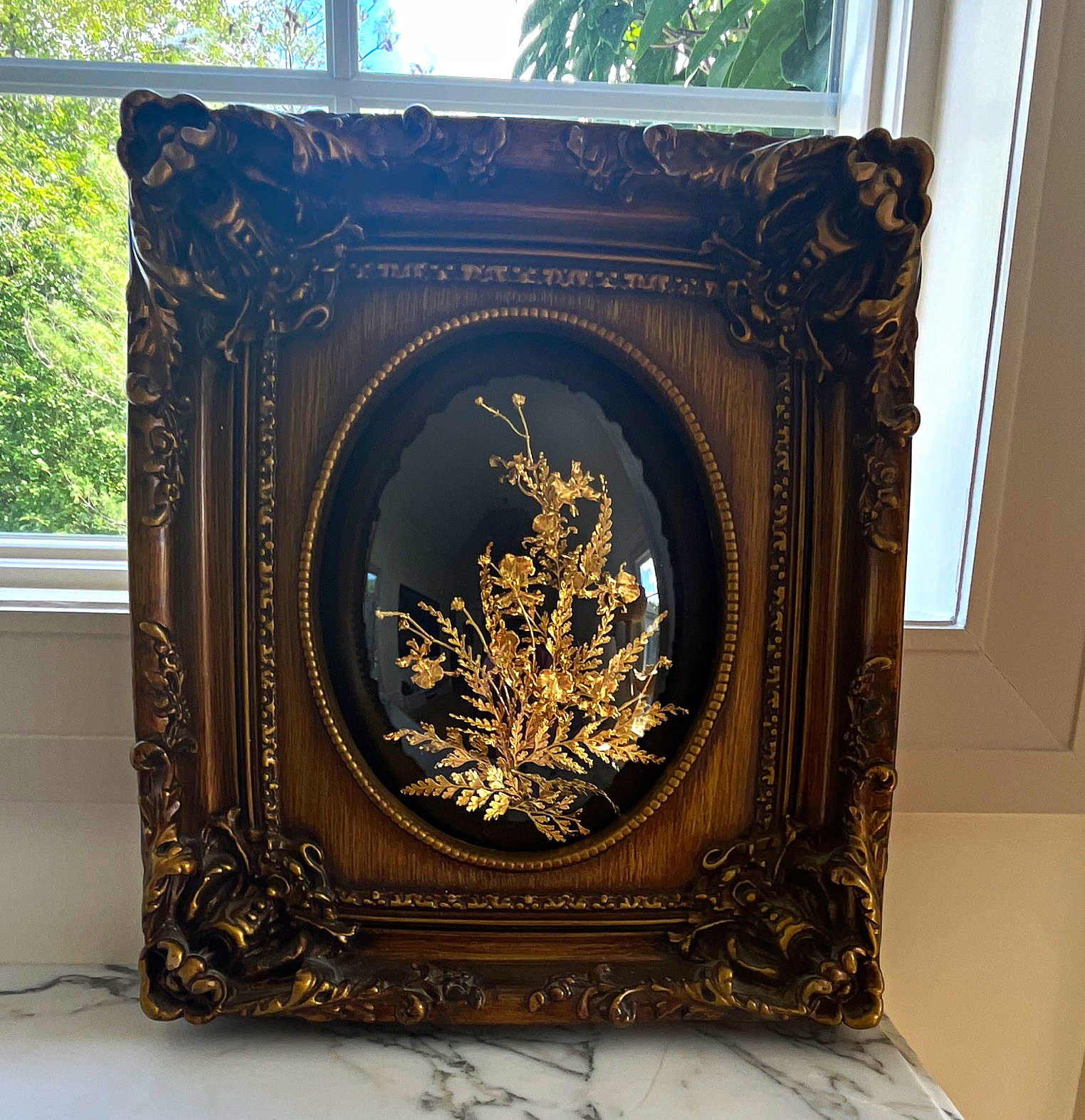 Flora Hawaii Handmade Framed 24K Gold Orchid Souvenir from Hawaii