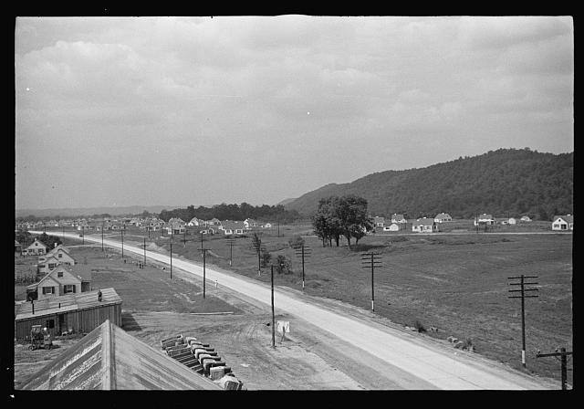 Photo:1930s Rural Road Town Houses Hillside Landscape Print