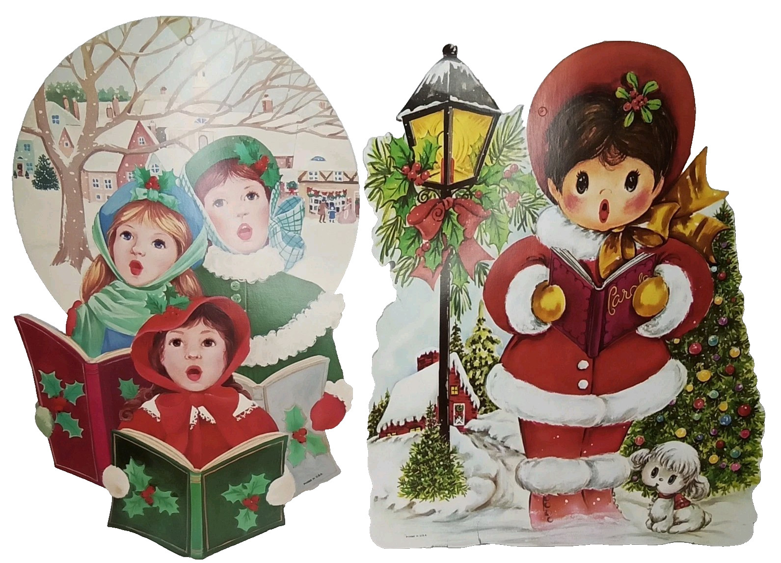 Eureka Christmas Die-Cut Caroling Children Made In USA Vintage 1980s