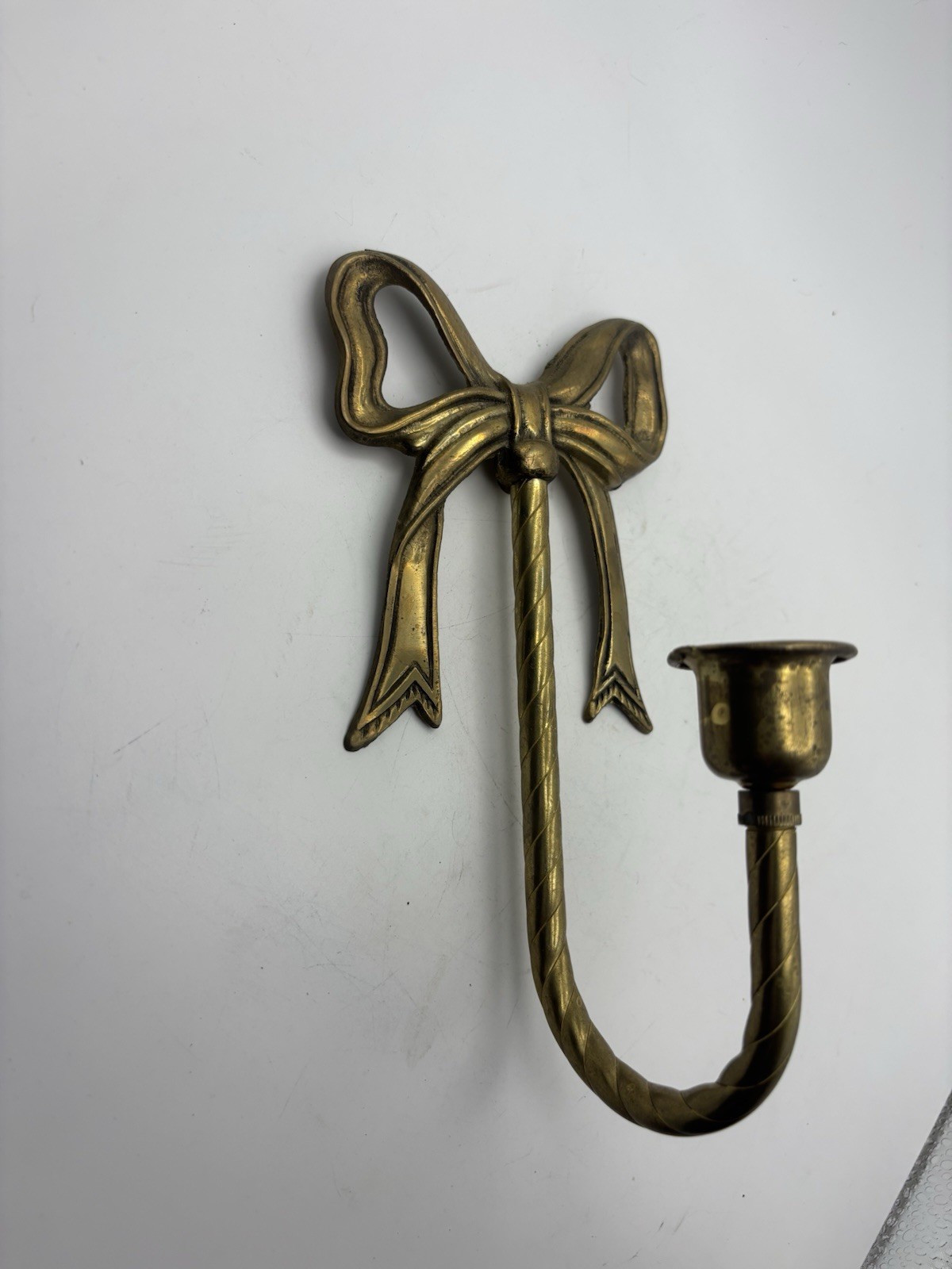 Vintage Brass Bow Wall Sconce Gold Bow Candle Holder Classic Cottagecore
