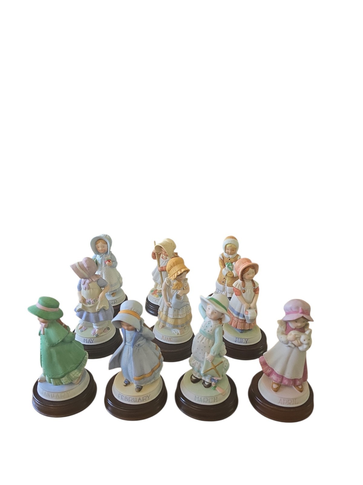 10 Holly Hobbie Figurines Months Of Joy Collection Missing August & November 