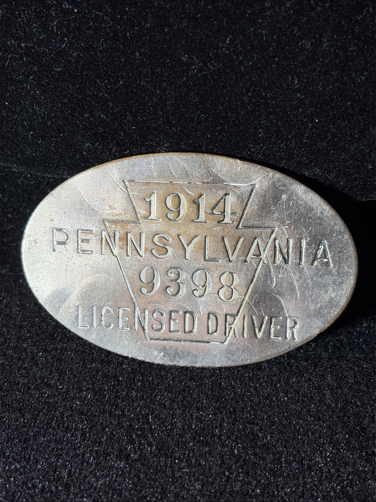 VERY RARE Vintage 1914 Pennsylvania Chauffeur Metal Licensed Driver Badge #9398