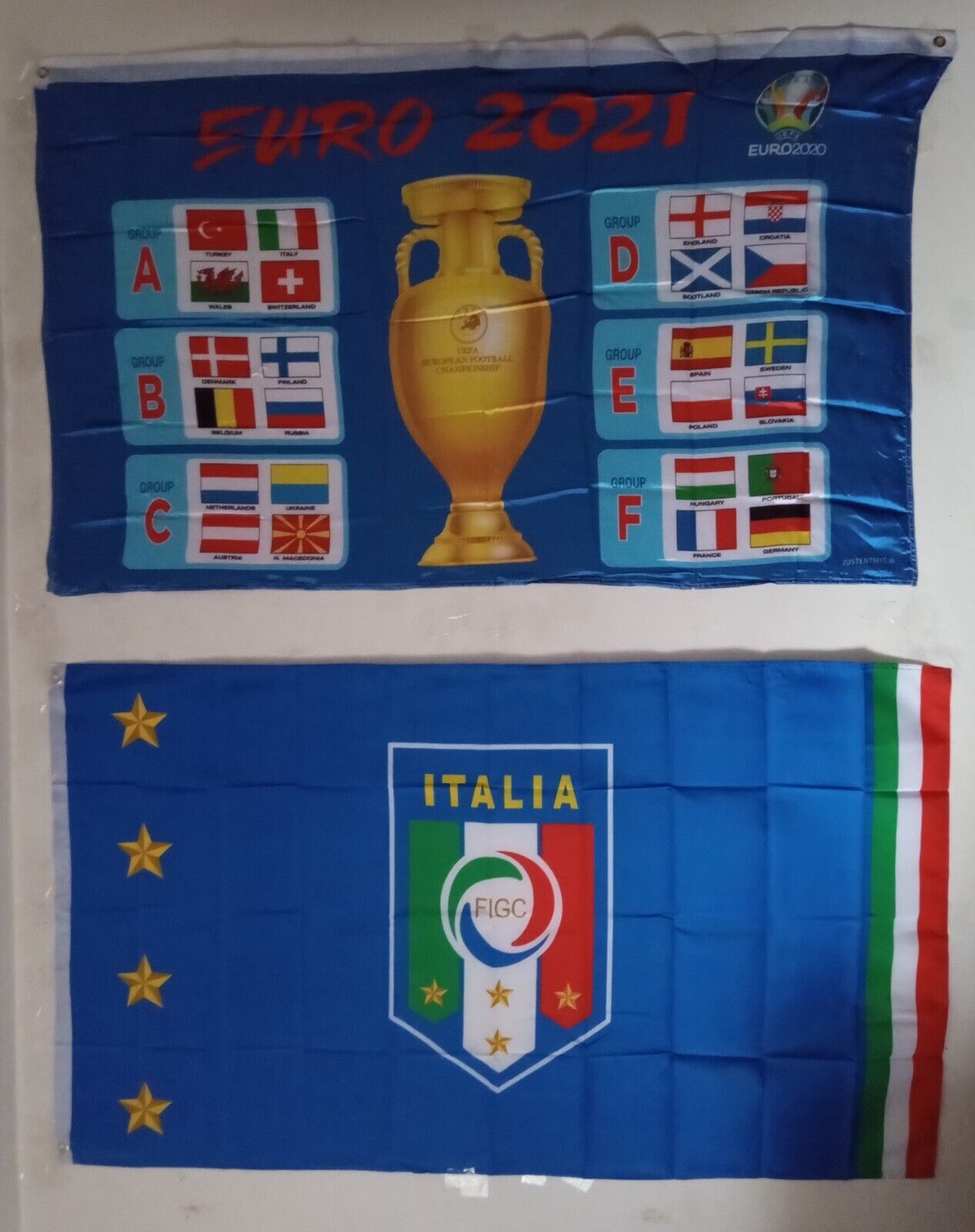 1 ITALY FEDERATION FLAG + 1 2021 EUROCUP FLAG (3X5 FT) $35