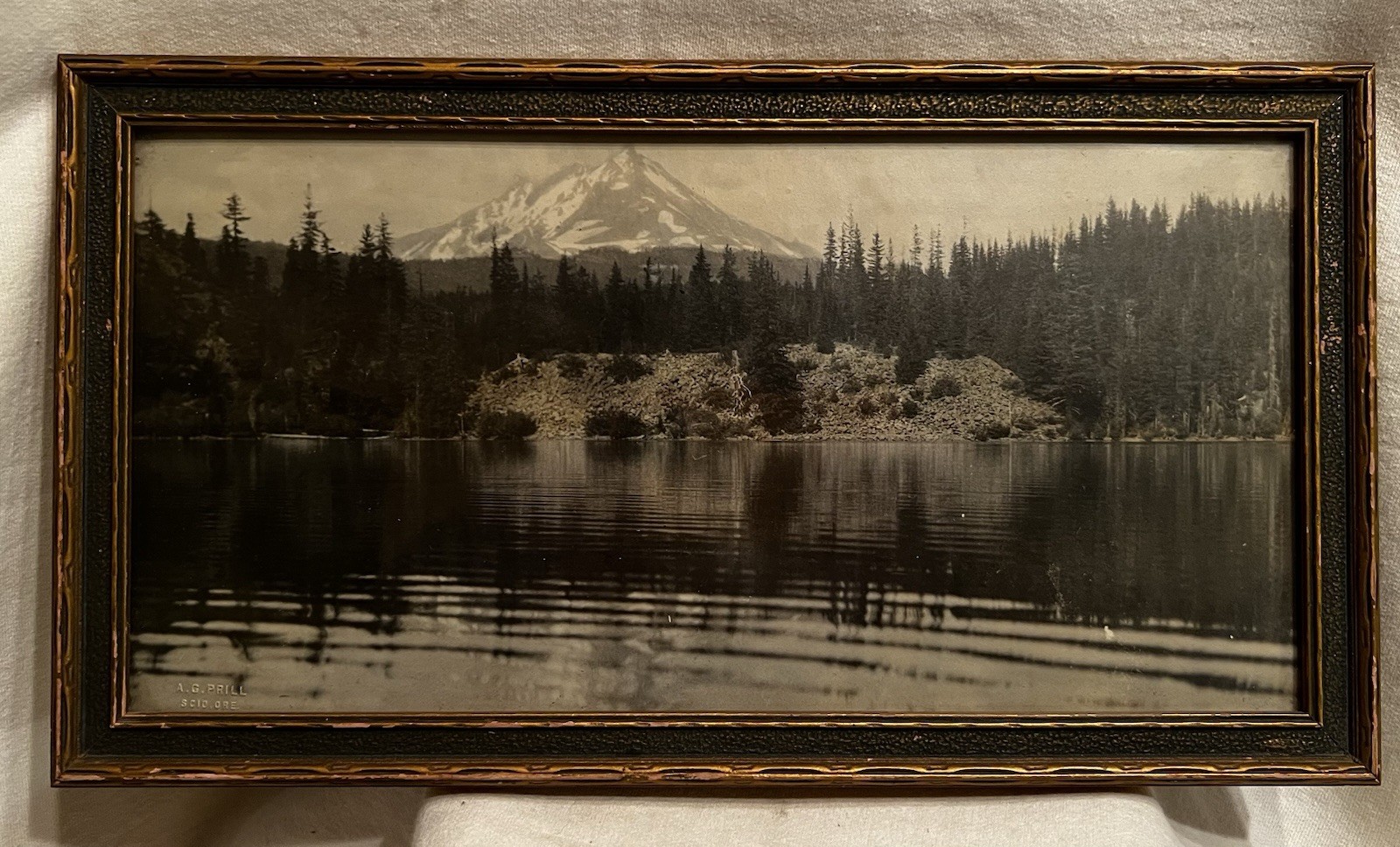 Antique A G Prill Mt Hood Oregon Lost Lake Photograph Framed Pacific Northwest