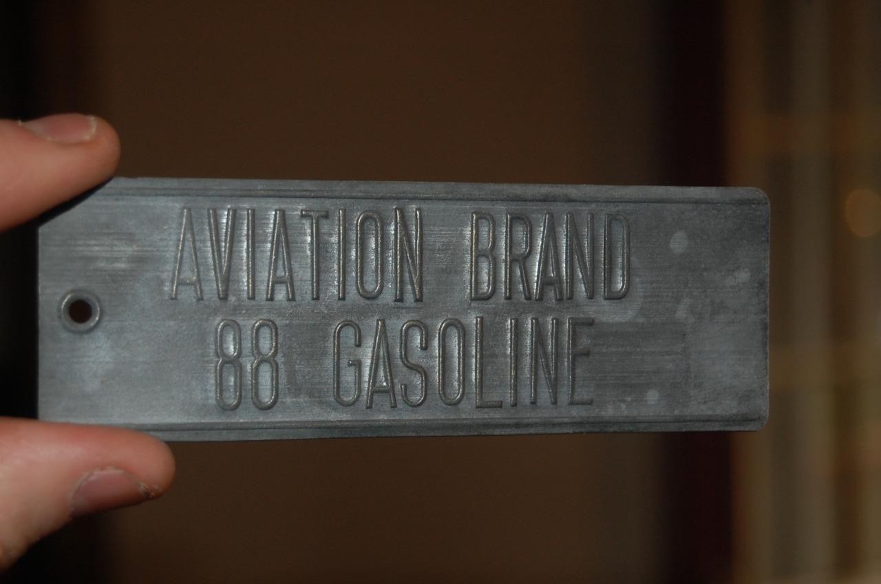 VINTAGE AVIATION BRAND 88 GASOLINE GAS PUMP METAL EMBOSSED ADVERTISING TAG SIGN