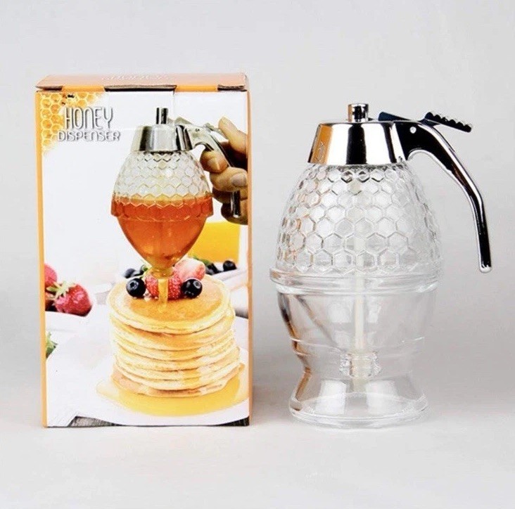 Honey Dispenser No Drip, Honey Pot with Stand, 8 oz Jar (New) - Kitchen