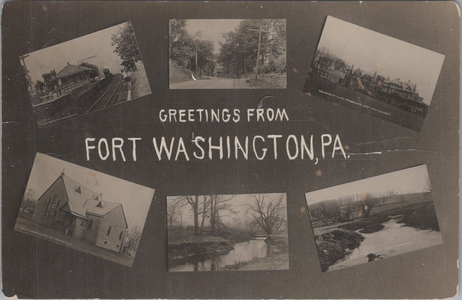 RPPC Postcard Greetings From Fort Washington PA 1916