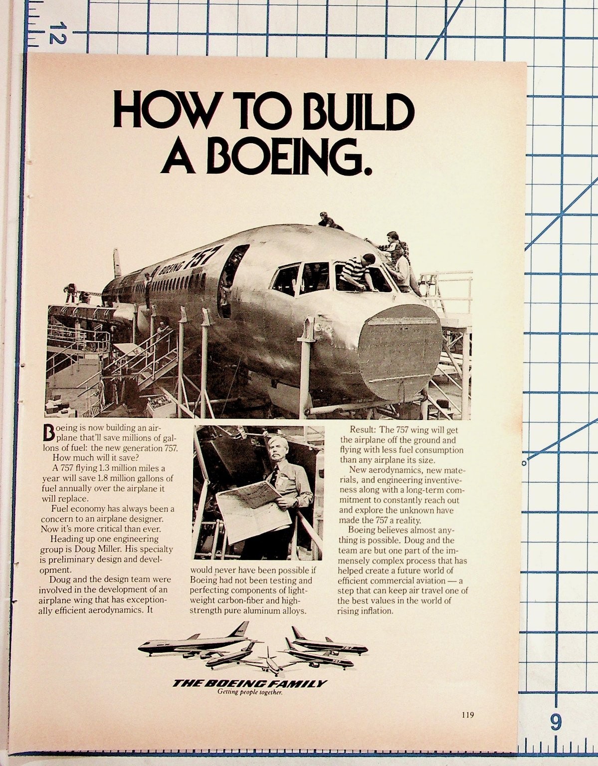 Boeing 757 Plane Construction Vintage Magazine Ad Ephemera Aviation 1980s