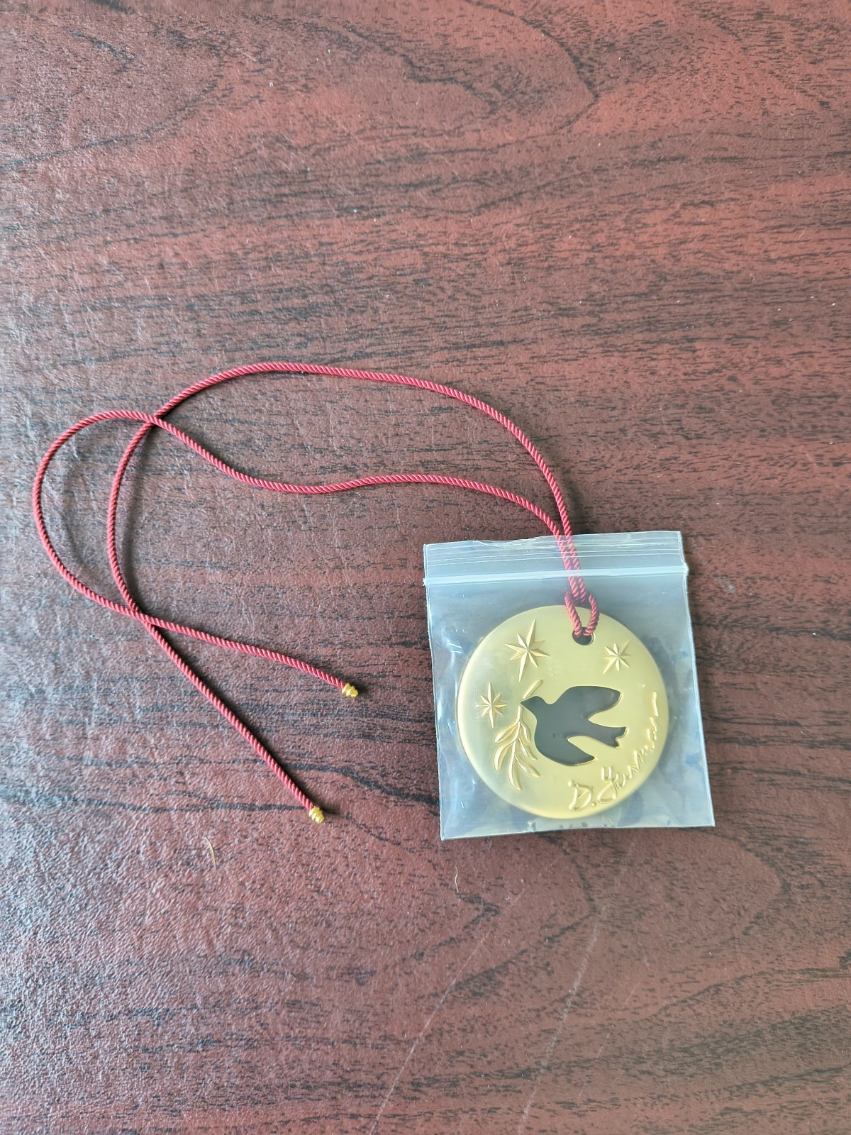 David Yurman Christmas Ornament 2023 Dove Collectible Gold Tone with Silk Cord
