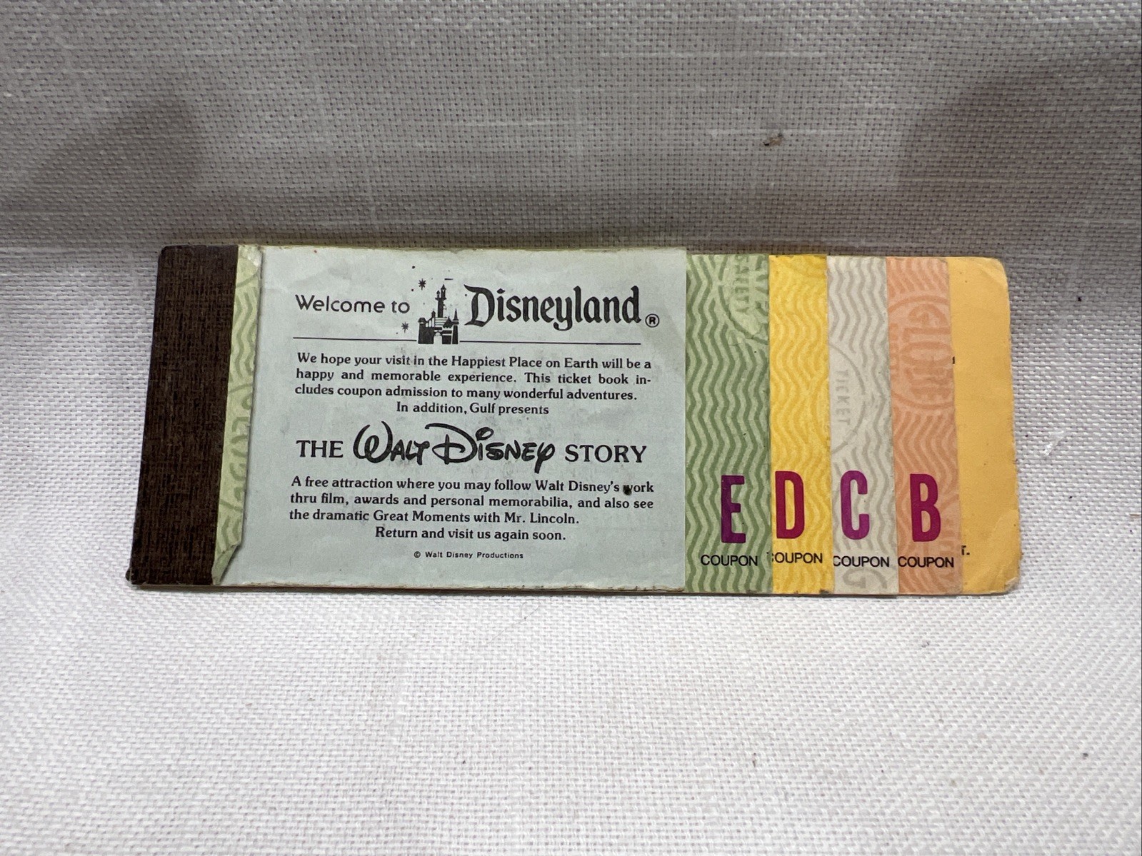 1978 Disneyland Adult Partial 11 Adventure Ticket Book E D B + C Coupon
