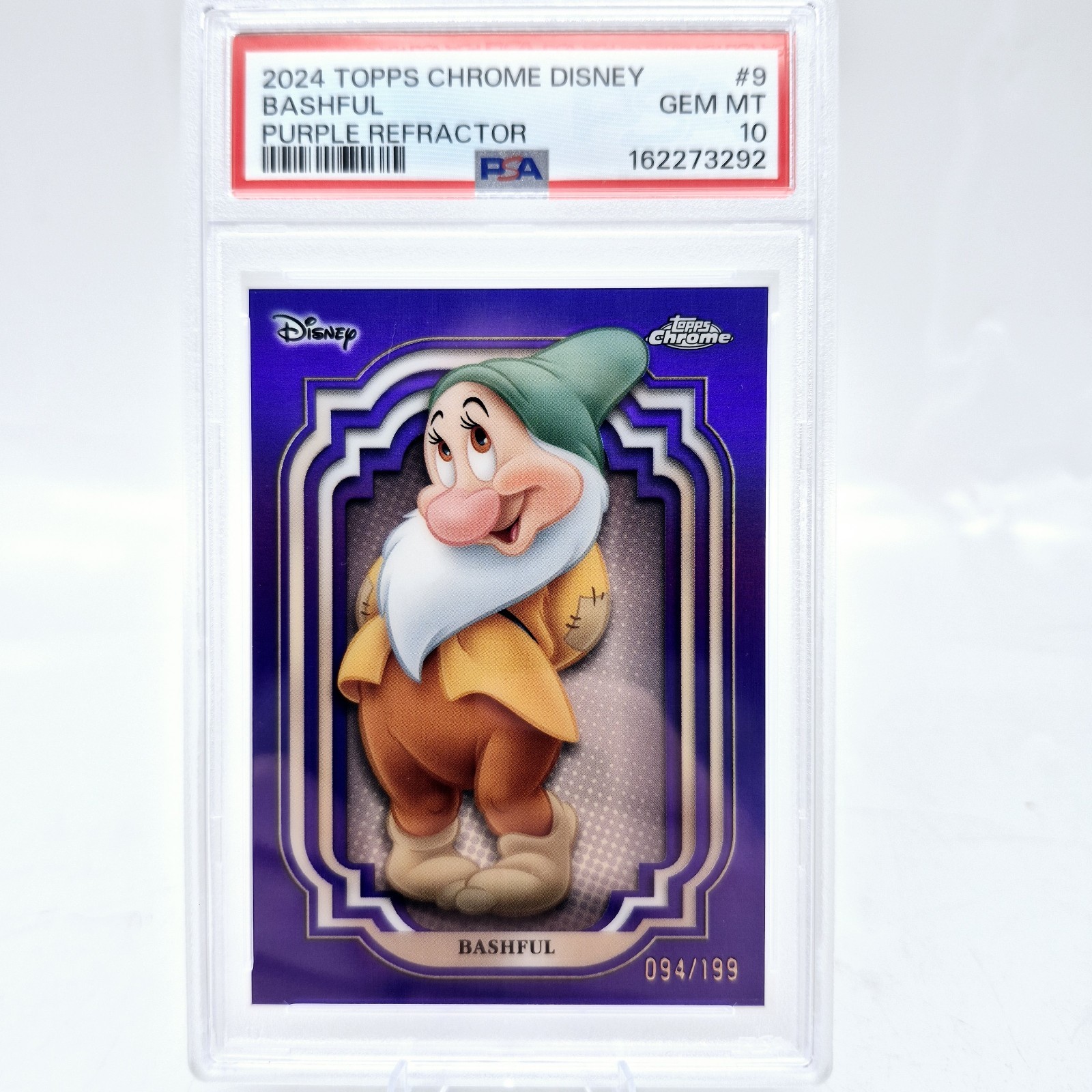 2024 Disney Topps Chrome Bashful #9 PSA 10 Snow White Purple /199 