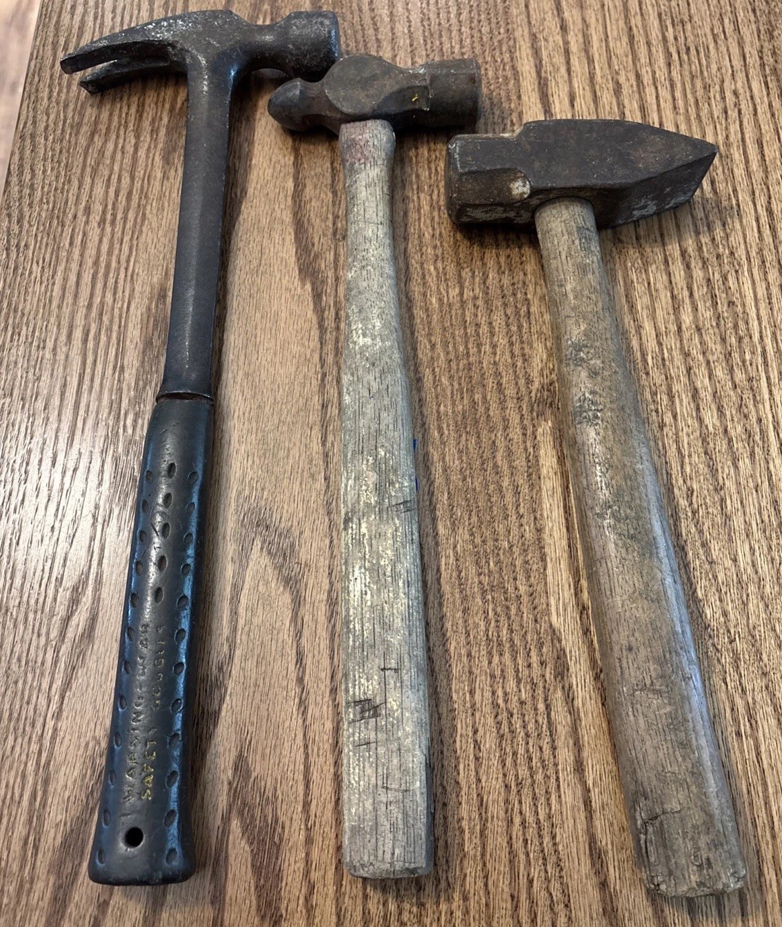 Vintage USA Hammers 3 Pc Lot Estwing Claw Ball Peen Blacksmith Rustic Tool Set