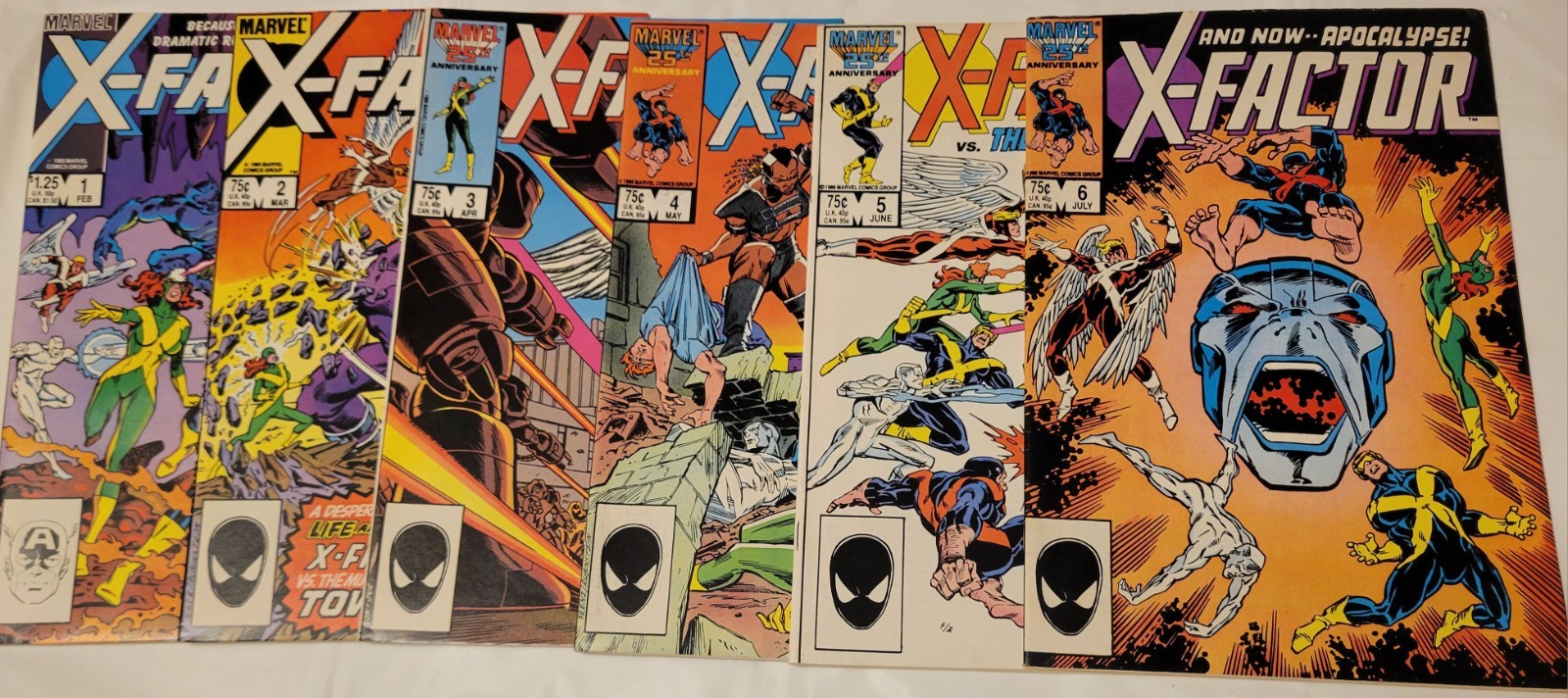 X-Factor Lot #1 - #6 1st Cameo & Appearance Apocolypse Keys Marvel 1986.