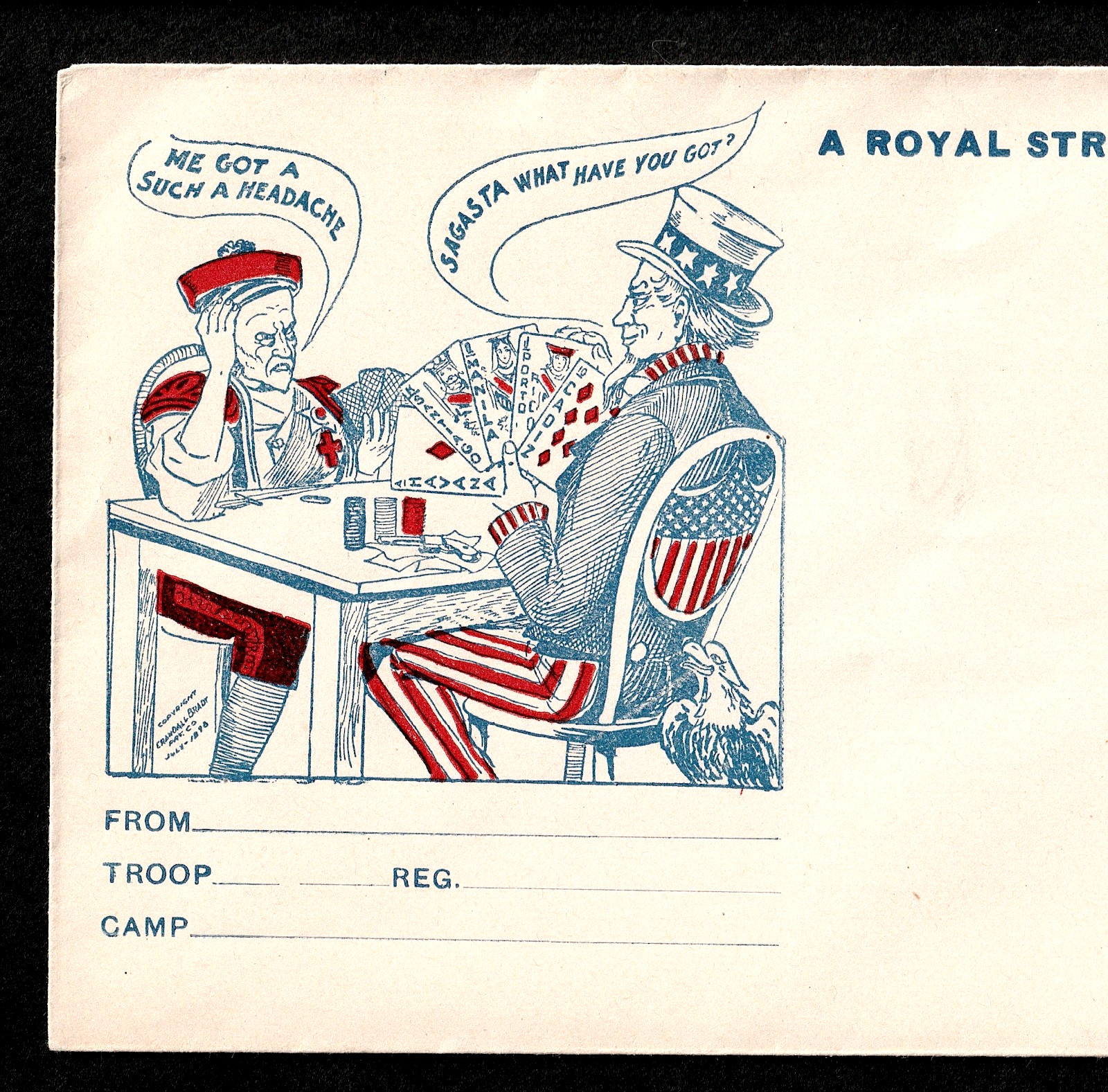 Antique 1890s Poker Cards Spanish-American War Uncle Sam Patriotic Envelope j.US