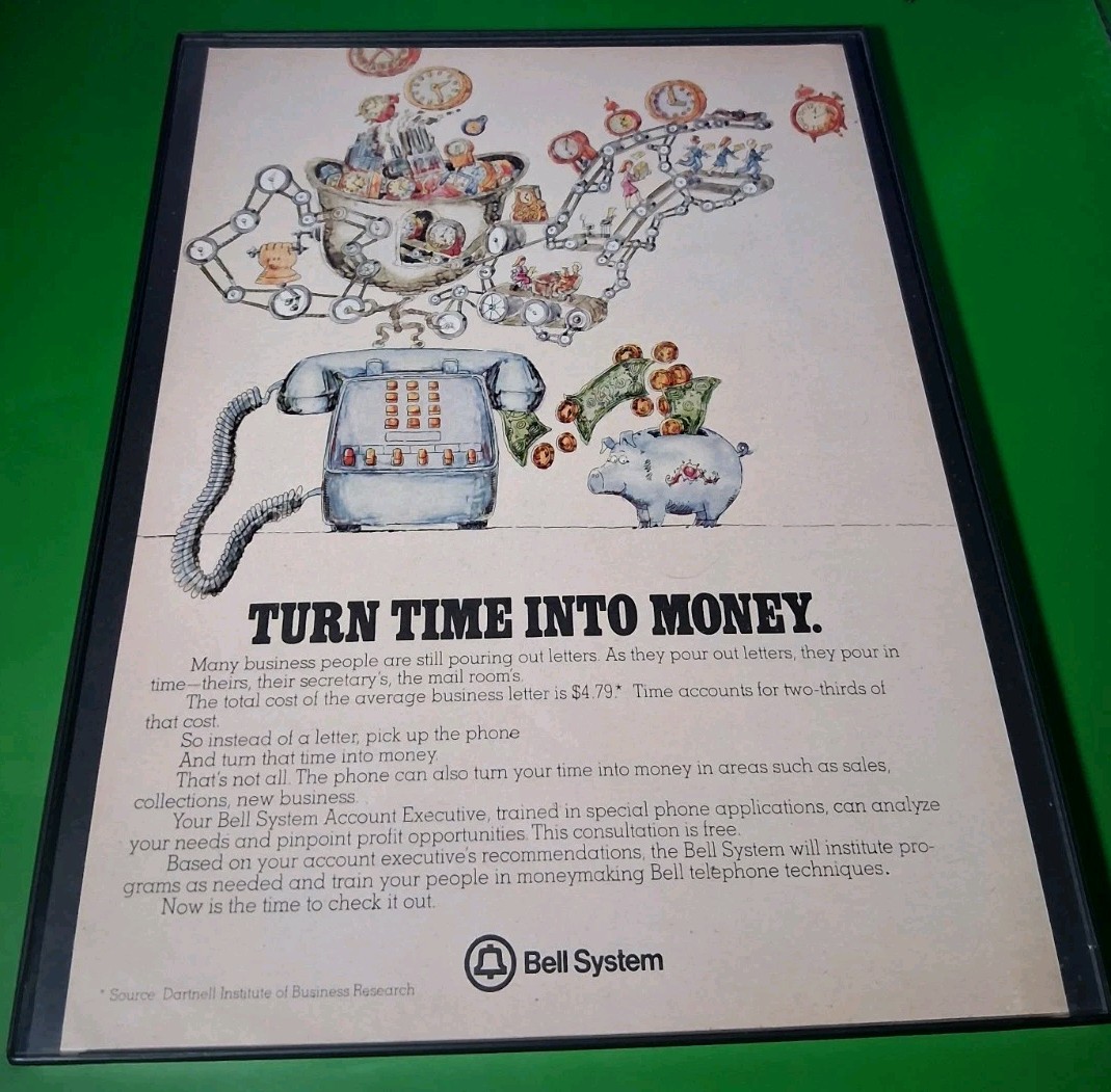 Bell Telephone System Vintage 1979 Print Ad Framed 8.5x11 
