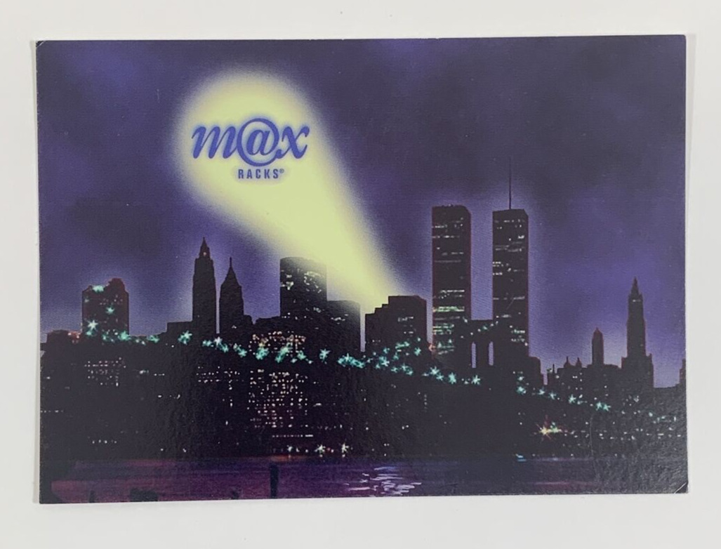 M@x Racks Postcard Cityscape at Night Spotlight Advertising