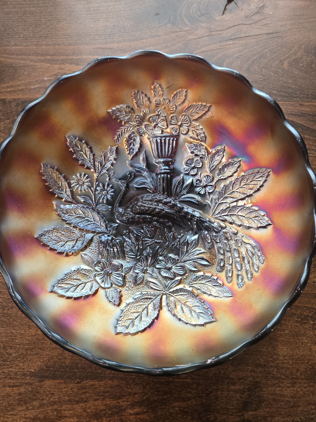 Northwood Peacocks At The Urn  Carnival Glass Master Ice cream Bowl. See Pics