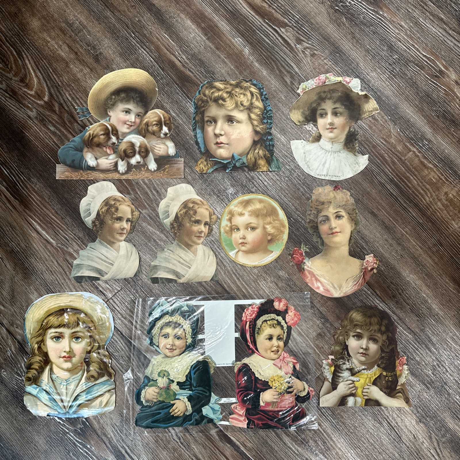 ANTIQUE JUMBO DIE CUT LOT 1880s Victorian Almanac Magazine Scrap Peruna Ad 7\