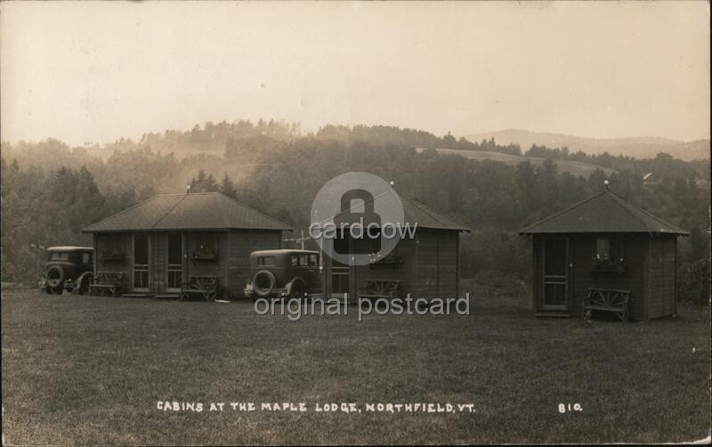 Northfield, Vermont VT Cabins The Maple Lodge 1935 Johnson Original Vintage RPPC