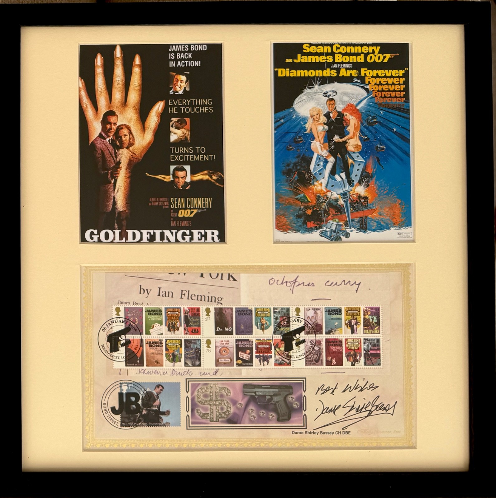 Shirley Bassey, Hand Signed Framed James Bond 007 FDC, First Day Cover, & COA