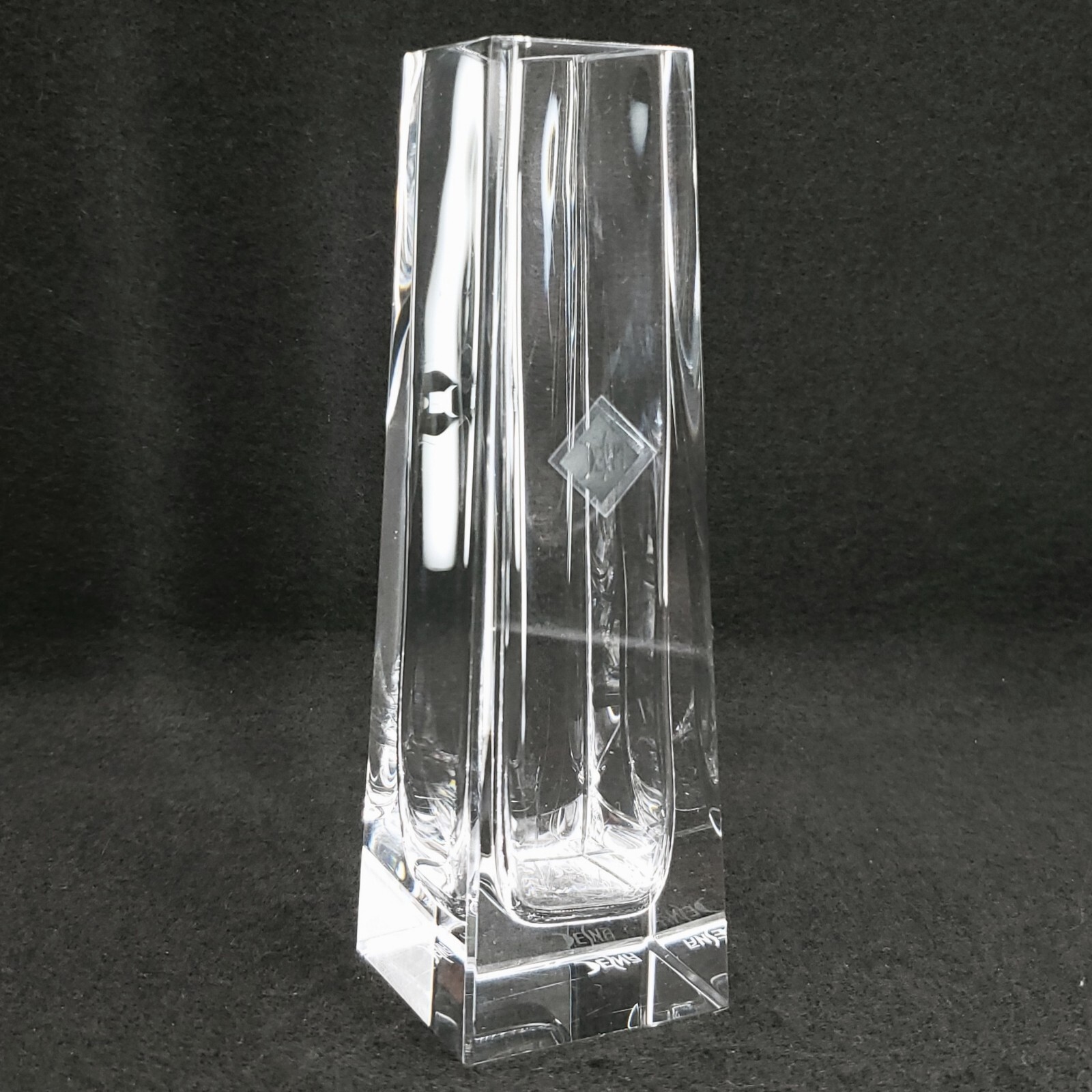 DESNA Bohemia Clear Cut Square Faceted Glass Vase