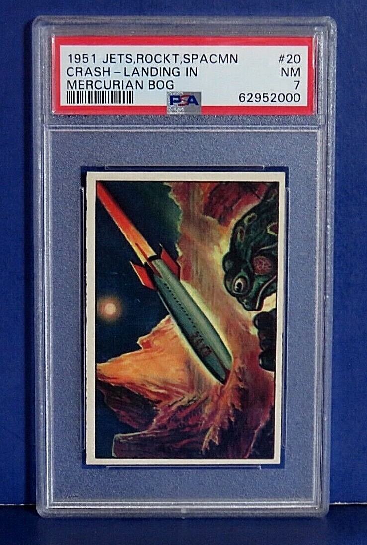 1951 BOWMAN JETS * ROCKETS * SPACEMEN Crash Landing In Mercurian Bog #20 ~ PSA 7