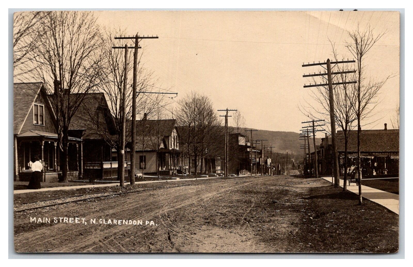 RPPC Main Street Dirt Street View Clarendon Pennsylvania PA 1909 WARREN COUNTY