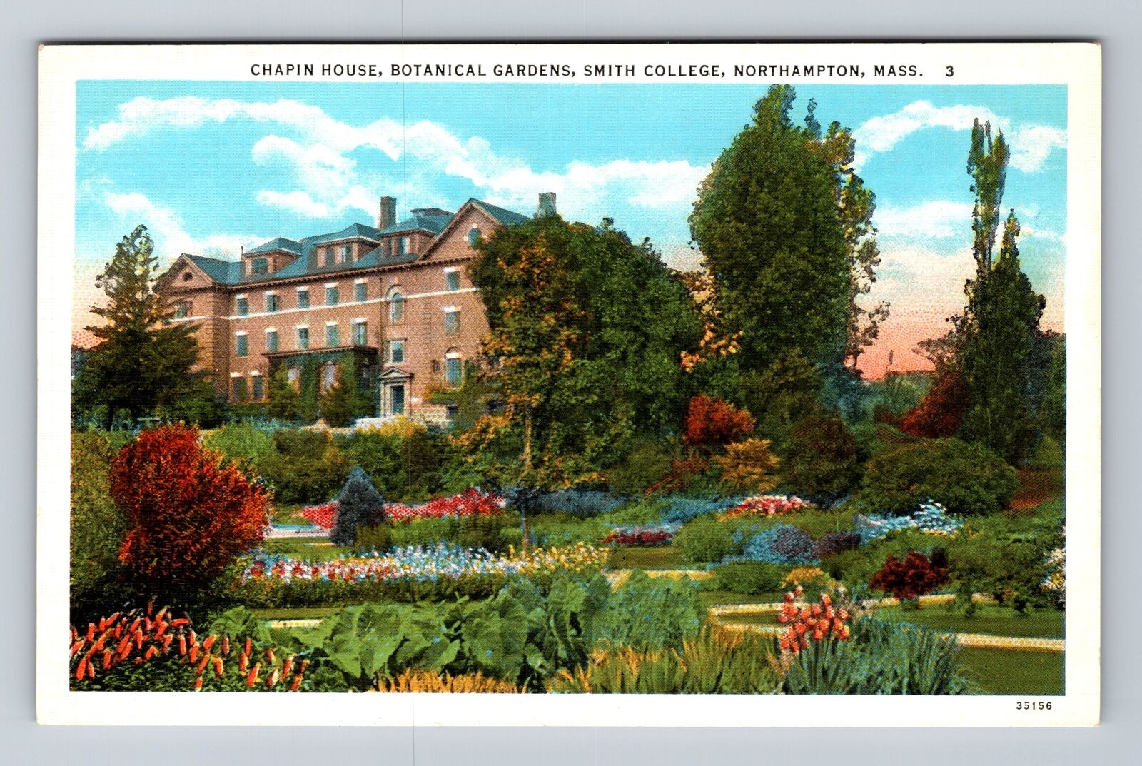 Northampton MA-Massachusetts, Chapin House, Botanical Gardens, Vintage Postcard