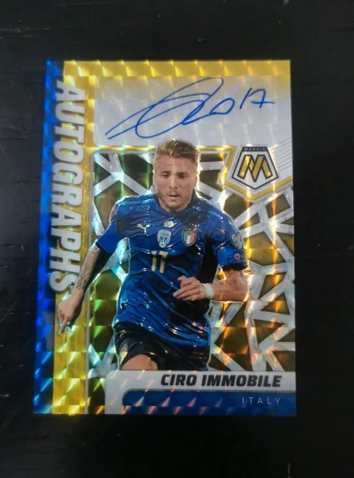 2021-22 Panini Mosaic Ciro Immobile Scripts Gold Prizm Auto 1/10 Lazio Italy