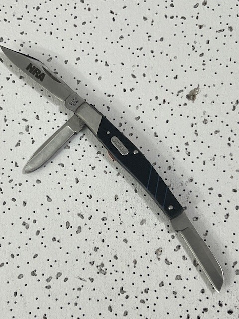 Buck 371 Discontinued 2014 Black and Blue Stockman G10 Folding Pocket Knife-