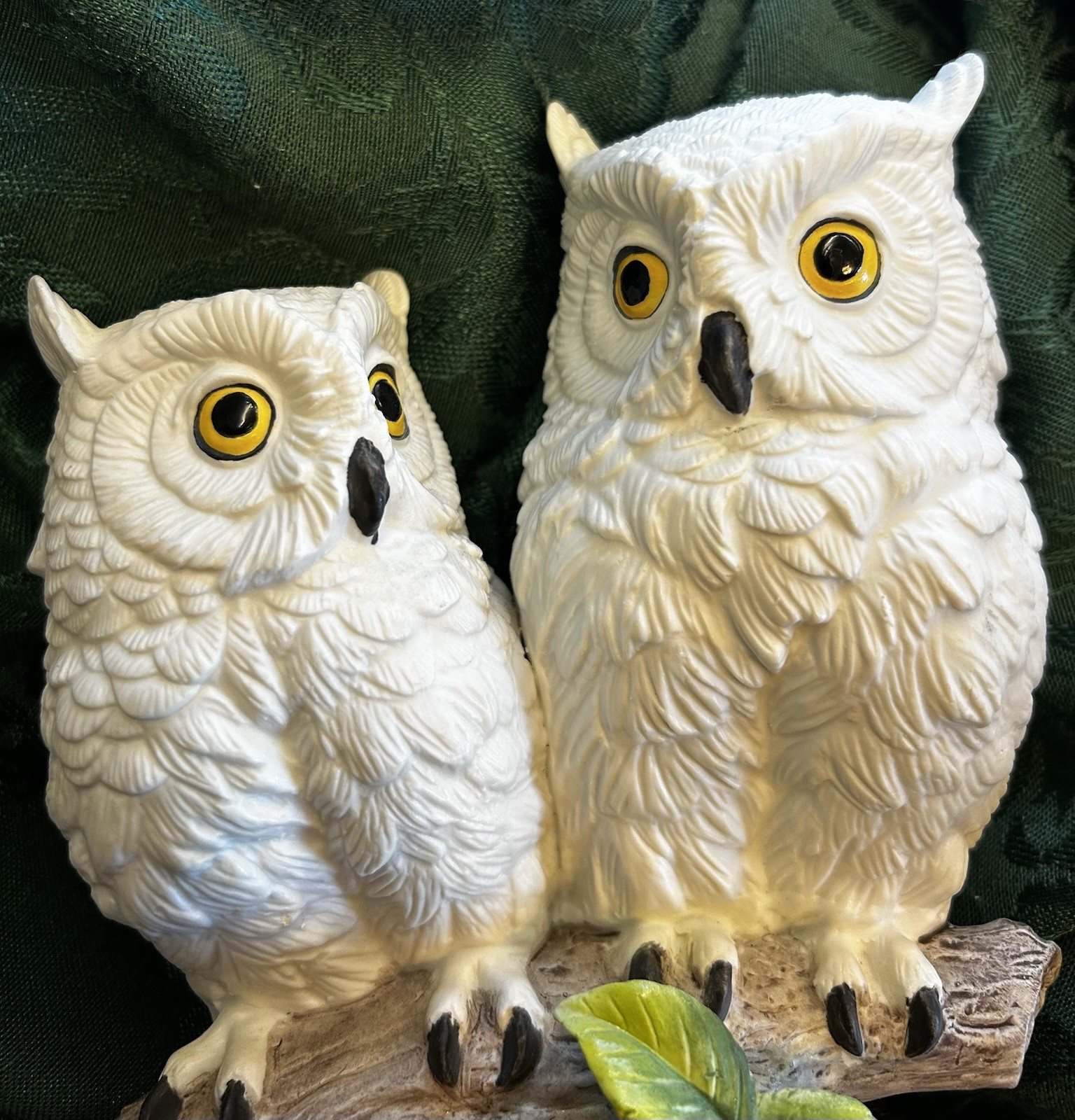 ANDREA BY SADEK Snowy Owl Figurine Pair Porcelain Japan 7”
