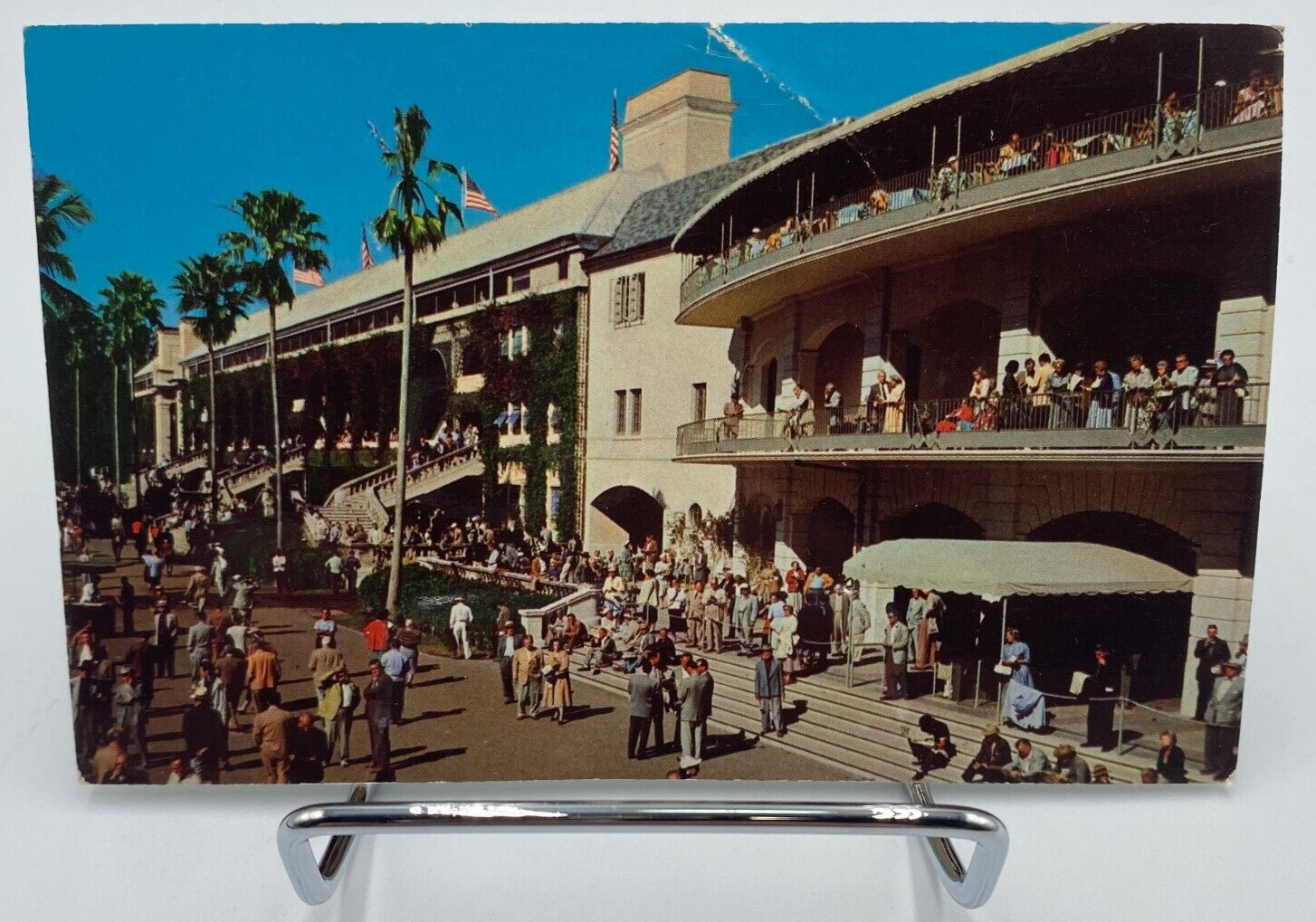 Vtg RPPC New Club House Hialeah Race Course Miami Florida Postcard