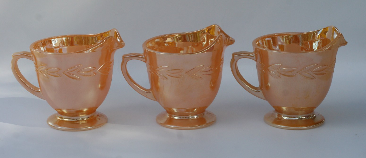 Vintage Fire King Peach Lusterware Creamers (only) Laurel Leaf Pattern vtg.