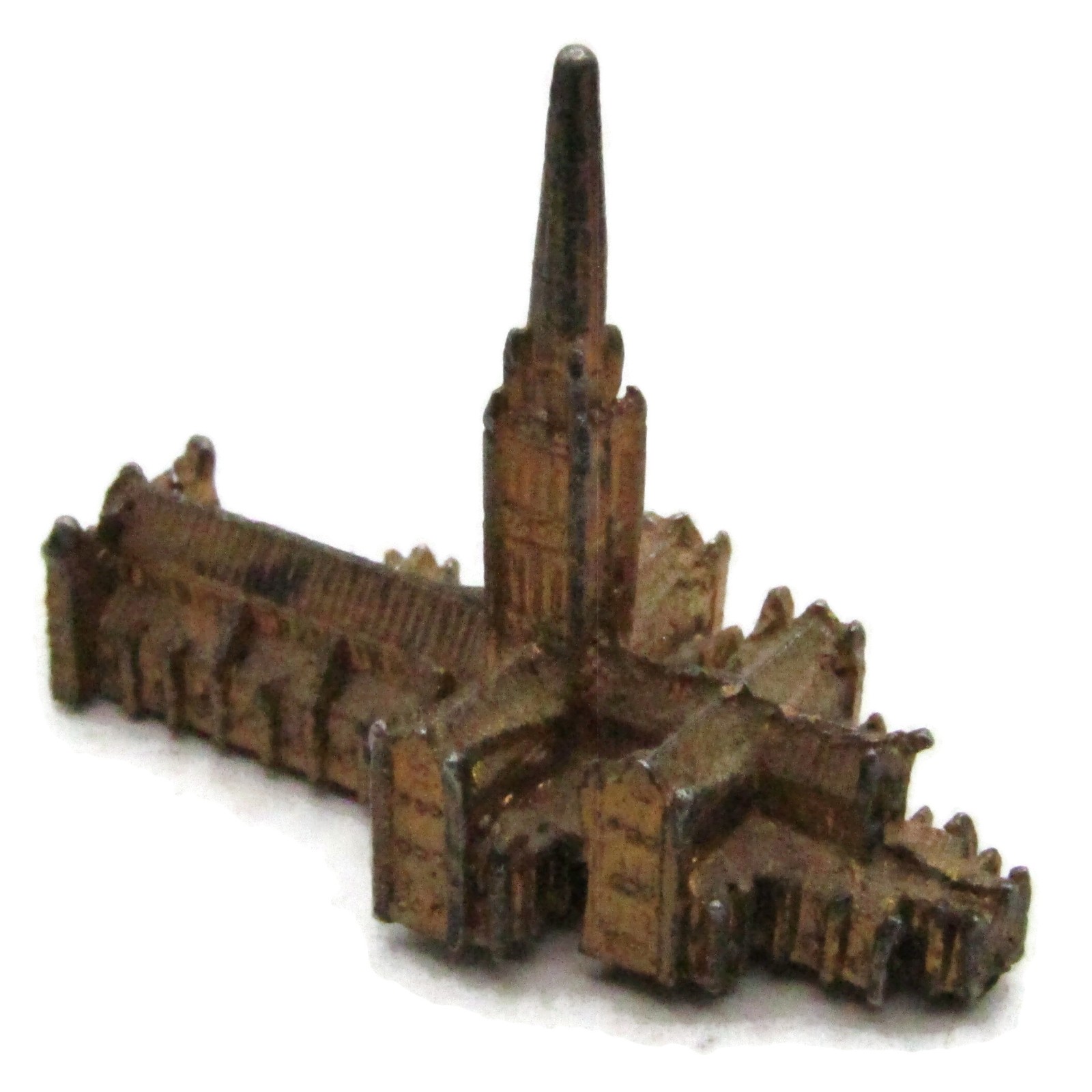 Vintage Salisbury Cathedral Cathedral Bronze Tone Metal Miniature Figurine