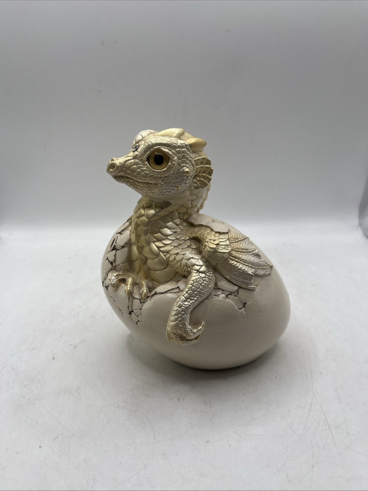 Windstone Editions Hatching Baby Dragon In Egg 1996 Pena White Pearl RARE VTG
