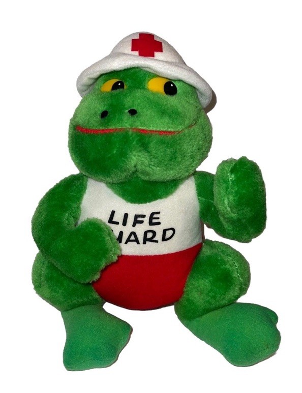 Vintage Nanco Green Frog Plush 1989 Life Guard 8