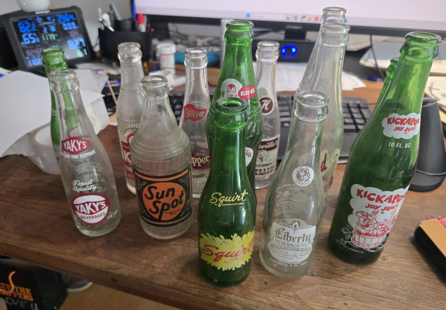 Vintage Soda Bottle Lot of 13 – ACL & Embossed (Kickapoo Joy Juice, Sun Spot, Sq Vintage Soda Bottle Lot of 13 – ACL & Embossed (Kickapoo Joy Juice, Sun Spot, Sq
